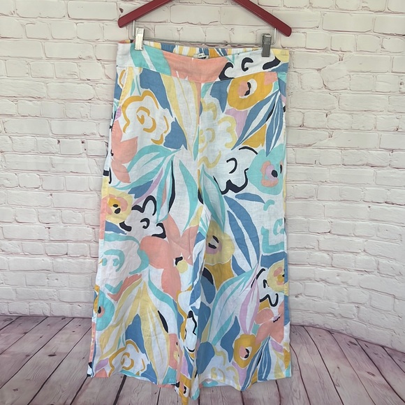 NWOT Rachael Zoe 100% linen floral palazzo pants size medium - Picture 1 of 8